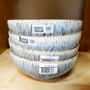 Lot of 4 New Denby Halo Speckle Coupe Cereal Soup Bowls